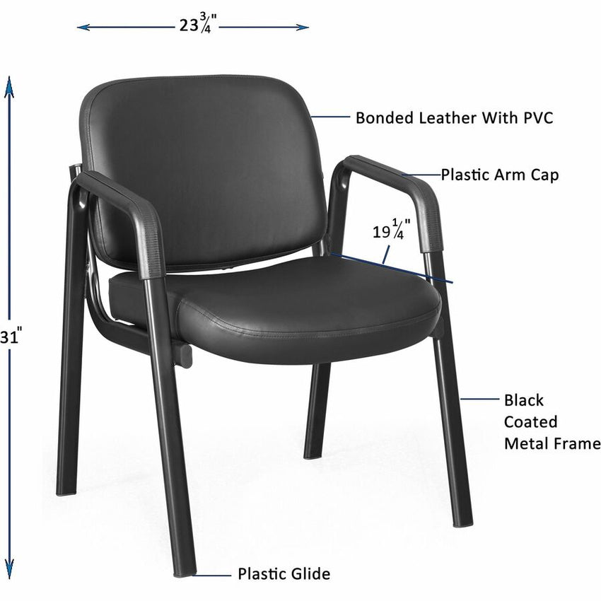Lorell Deluxe Leather 4 - Leg Guest Chair with Padded Arms and Metal Frame (LLR - LLR84594) - SchoolOutlet