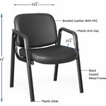 Lorell Deluxe Leather 4 - Leg Guest Chair with Padded Arms and Metal Frame (LLR - LLR84594) - SchoolOutlet