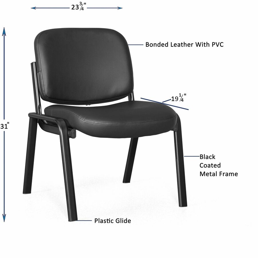 Lorell Deluxe Leather 4 - Leg Guest Chair Armless with Metal Frame (LLR - LLR84595) - SchoolOutlet