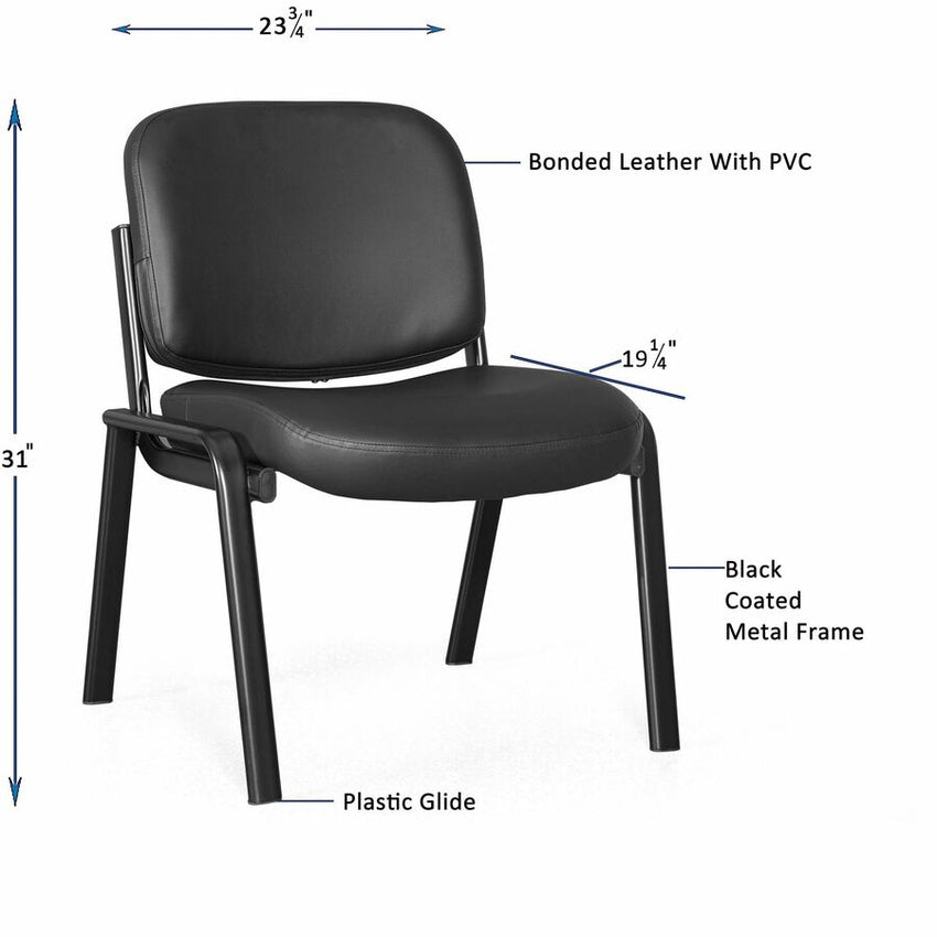 Lorell Deluxe Leather 4 - Leg Guest Chair Armless with Metal Frame (LLR - LLR84595) - SchoolOutlet