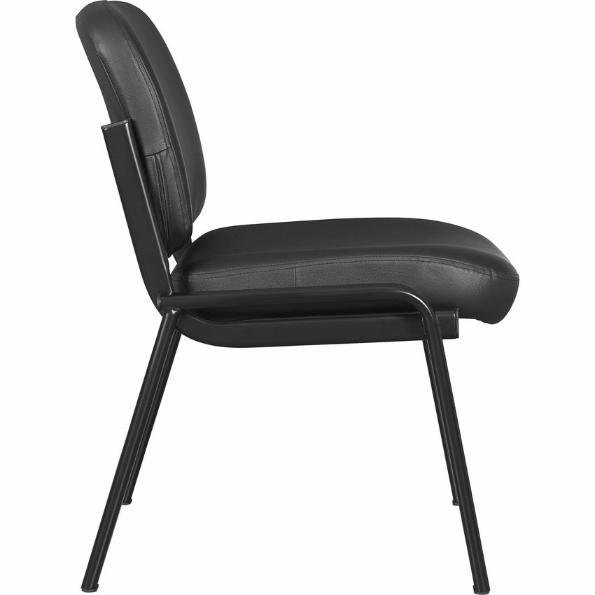 Lorell Deluxe Leather 4 - Leg Guest Chair Armless with Metal Frame (LLR - LLR84595) - SchoolOutlet