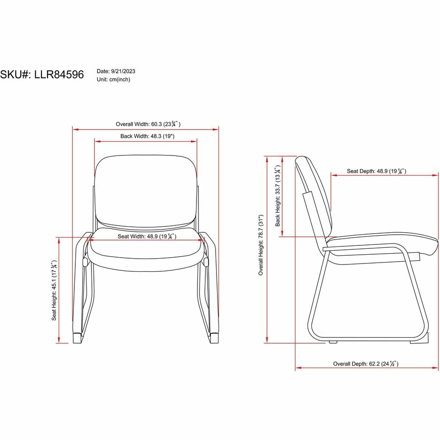 Lorell Deluxe Fabric Guest Chair Armless with Sled Base (LLR - LLR84596) - SchoolOutlet