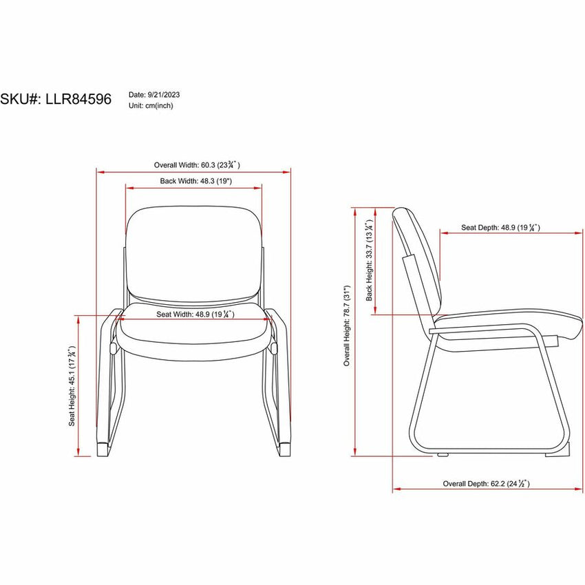 Lorell Deluxe Fabric Guest Chair Armless with Sled Base (LLR - LLR84596) - SchoolOutlet