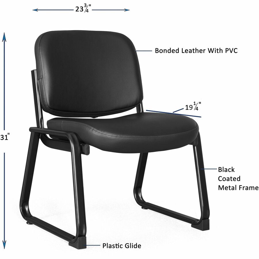 Lorell Deluxe Leather Guest Chair Armless with Sled Base (LLR - LLR84597) - SchoolOutlet