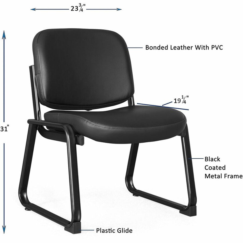 Lorell Deluxe Leather Guest Chair Armless with Sled Base (LLR - LLR84597) - SchoolOutlet