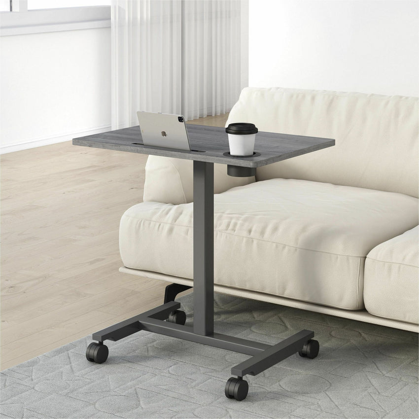 Mobile Weathered Charcoal Lorell Sit - Stand Desk 26.6"W x 19.1"D x 30 - 43.63"H (LLR - LLR84837) - SchoolOutlet