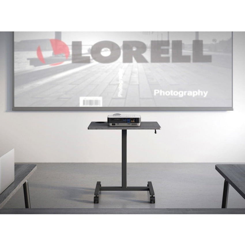 Mobile Weathered Charcoal Lorell Sit - Stand Desk 26.6"W x 19.1"D x 30 - 43.63"H (LLR - LLR84837) - SchoolOutlet