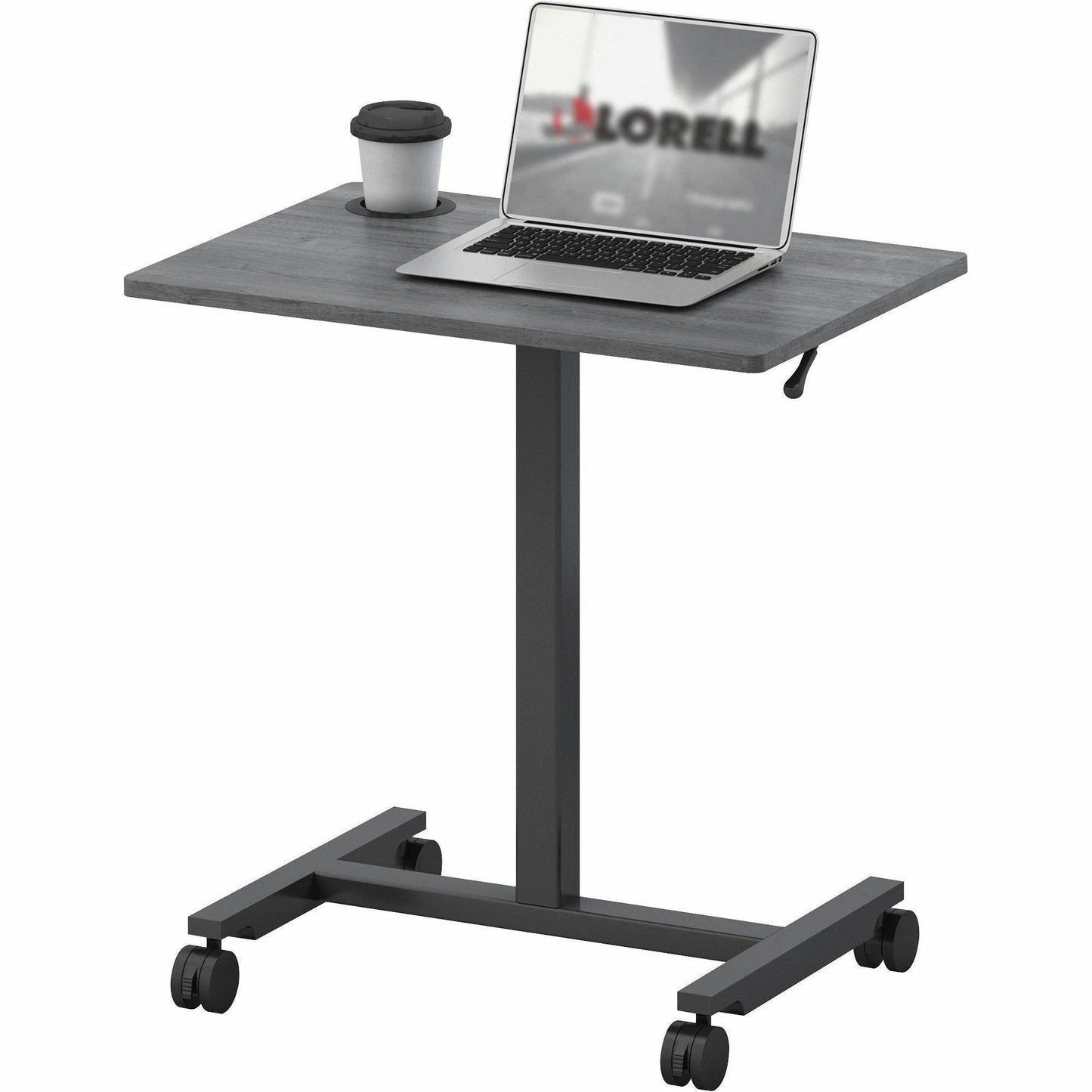 Mobile Weathered Charcoal Lorell Sit - Stand Desk 26.6"W x 19.1"D x 30 - 43.63"H (LLR - LLR84837) - SchoolOutlet