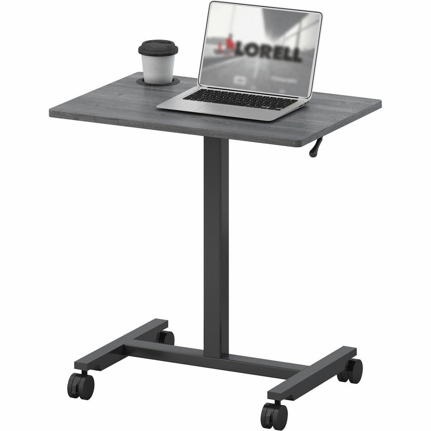 Mobile Weathered Charcoal Lorell Sit - Stand Desk 26.6"W x 19.1"D x 30 - 43.63"H (LLR - LLR84837) - SchoolOutlet