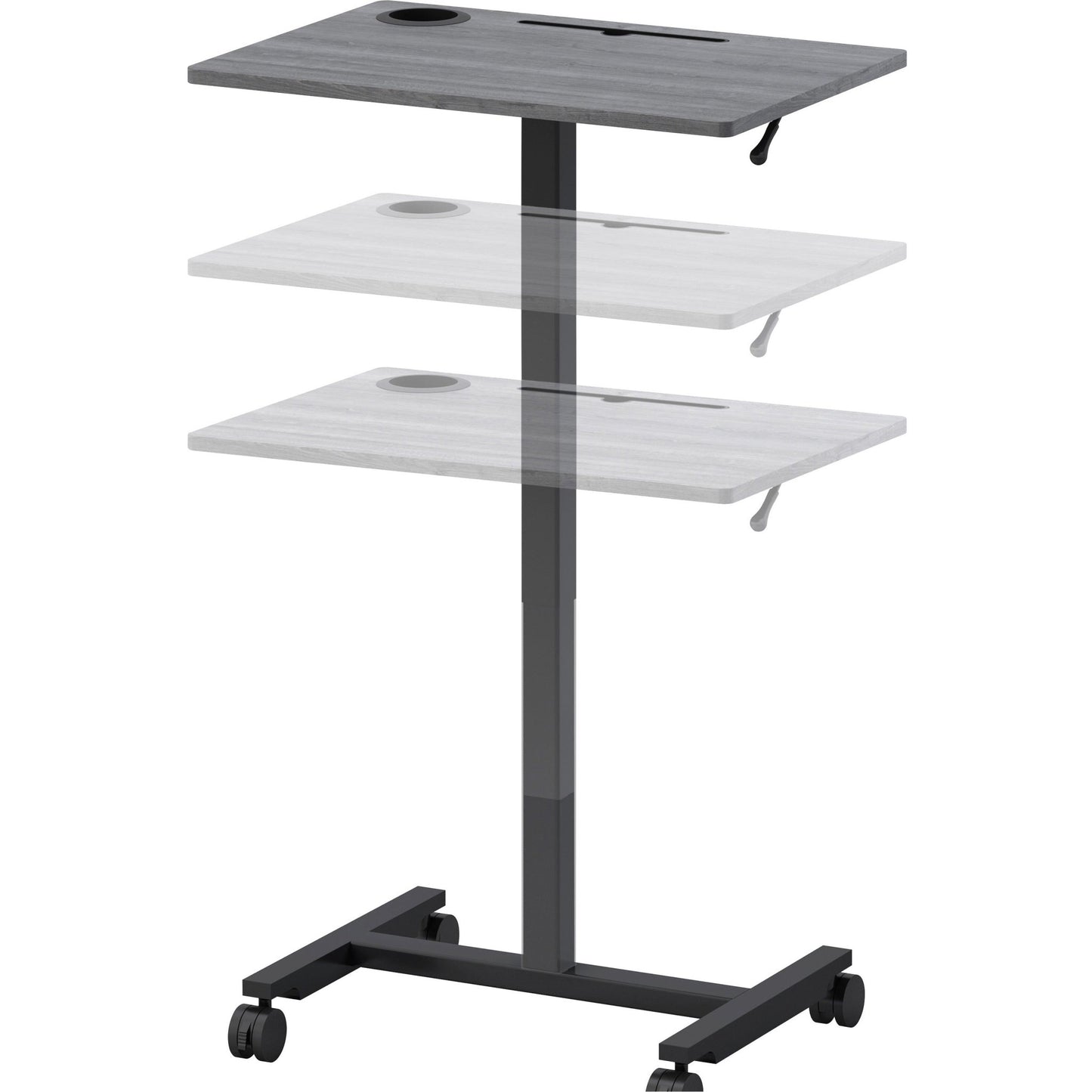 Mobile Weathered Charcoal Lorell Sit - Stand Desk 26.6"W x 19.1"D x 30 - 43.63"H (LLR - LLR84837) - SchoolOutlet
