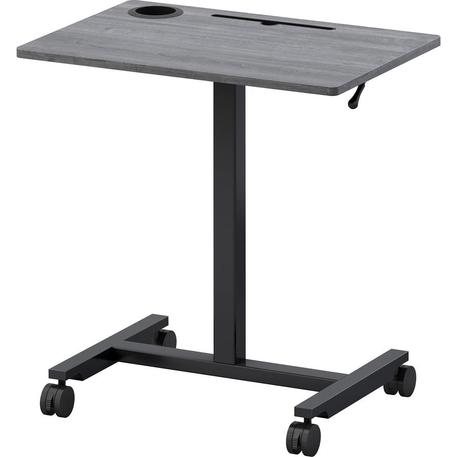 Mobile Weathered Charcoal Lorell Sit - Stand Desk 26.6"W x 19.1"D x 30 - 43.63"H (LLR - LLR84837) - SchoolOutlet