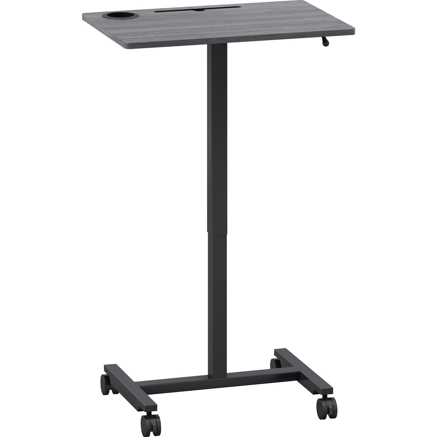Mobile Weathered Charcoal Lorell Sit - Stand Desk 26.6"W x 19.1"D x 30 - 43.63"H (LLR - LLR84837) - SchoolOutlet