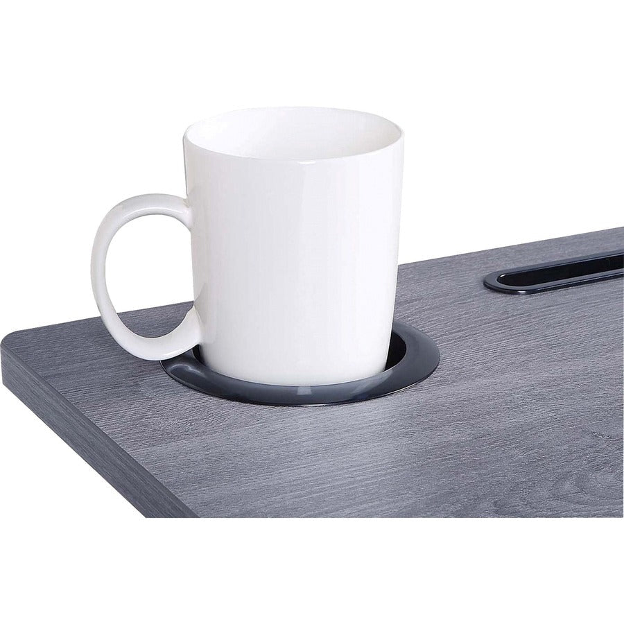 Mobile Weathered Charcoal Lorell Sit - Stand Desk 26.6"W x 19.1"D x 30 - 43.63"H (LLR - LLR84837) - SchoolOutlet