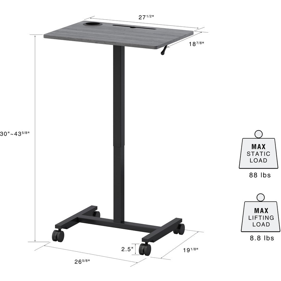 Mobile Weathered Charcoal Lorell Sit - Stand Desk 26.6"W x 19.1"D x 30 - 43.63"H (LLR - LLR84837) - SchoolOutlet