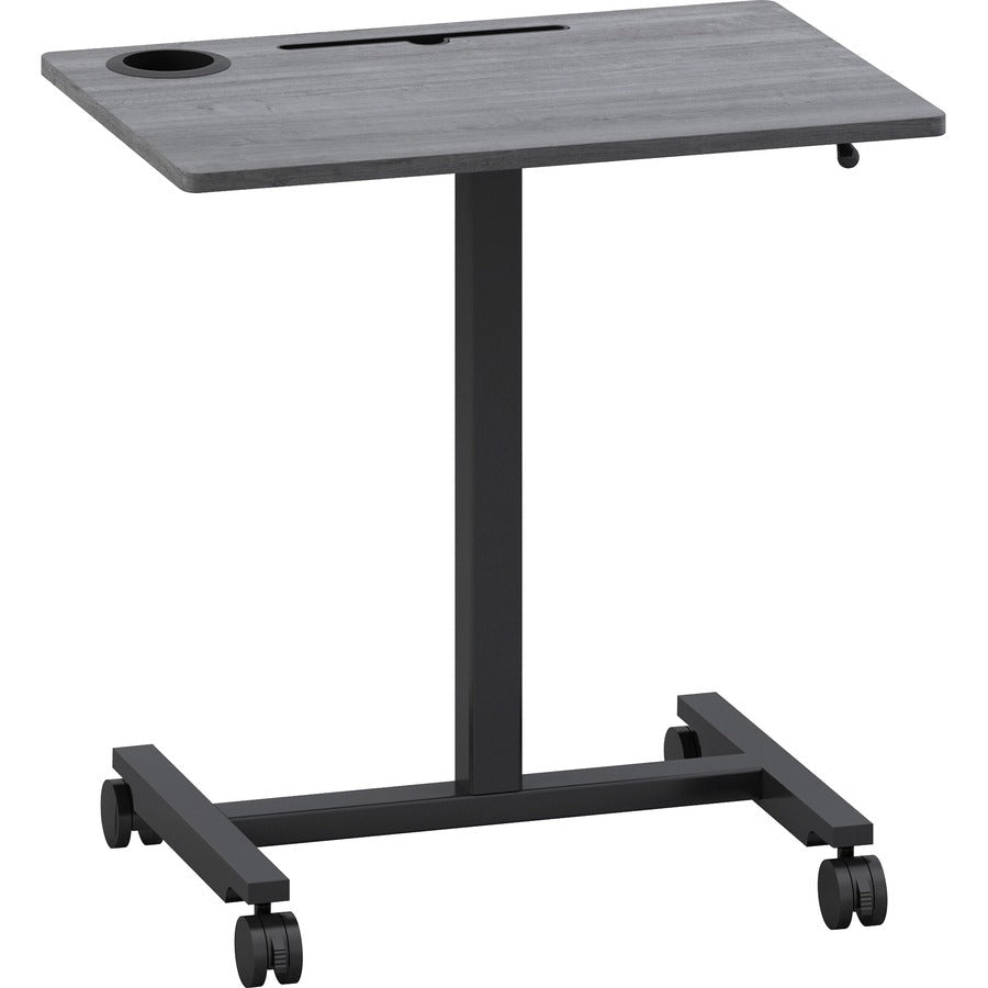 Mobile Weathered Charcoal Lorell Sit - Stand Desk 26.6"W x 19.1"D x 30 - 43.63"H (LLR - LLR84837) - SchoolOutlet