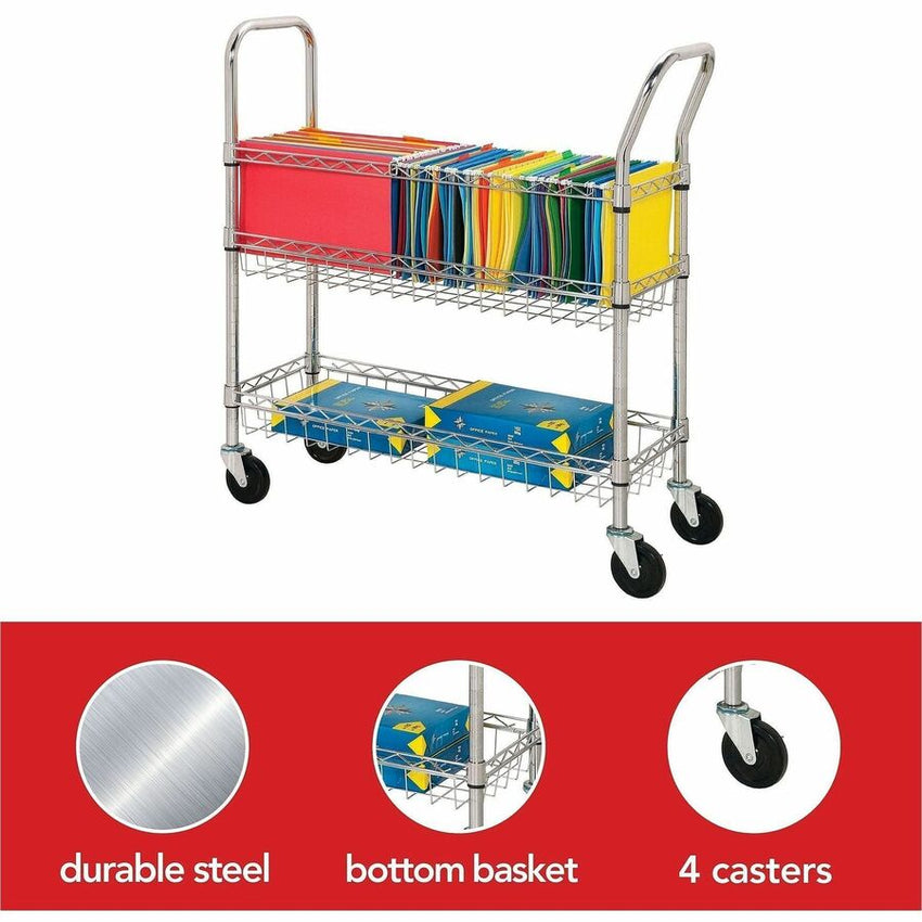 Lorell Mobile Wire Mail Cart 40"H x 34.25"W x 12.5"D (LLR - LLR84857) - SchoolOutlet