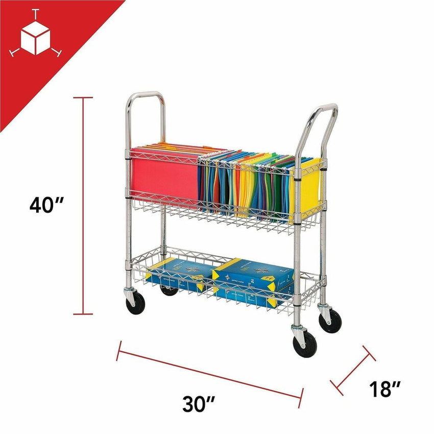 Lorell Mobile Wire Mail Cart 40"H x 34.25"W x 12.5"D (LLR - LLR84857) - SchoolOutlet