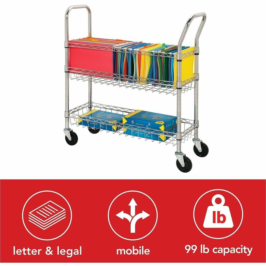 Lorell Mobile Wire Mail Cart 40"H x 34.25"W x 12.5"D (LLR - LLR84857) - SchoolOutlet