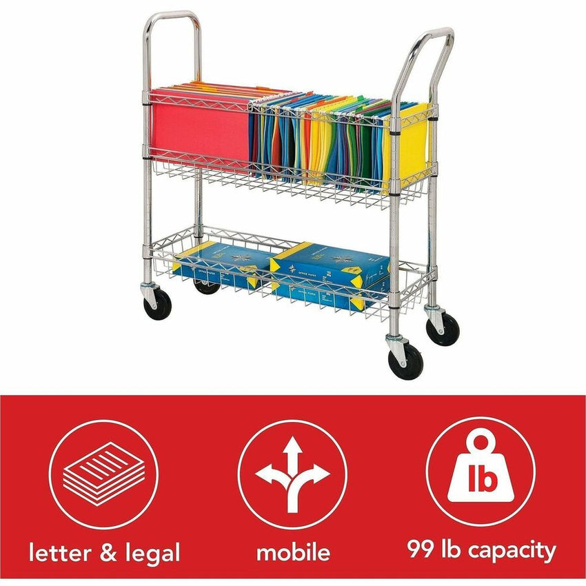 Lorell Mobile Wire Mail Cart 40"H x 34.25"W x 12.5"D (LLR - LLR84857) - SchoolOutlet