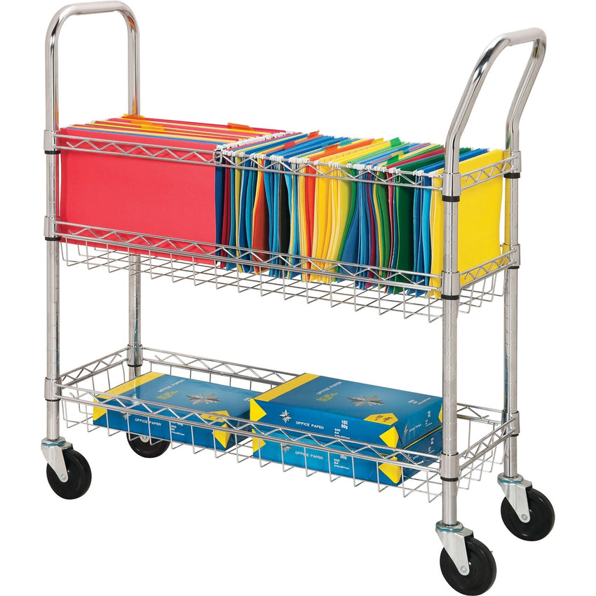 Lorell Mobile Wire Mail Cart 40"H x 34.25"W x 12.5"D (LLR - LLR84857) - SchoolOutlet