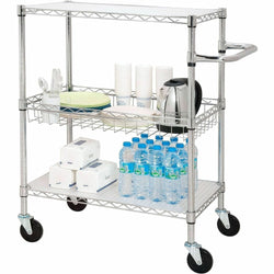 Lorell Heavy-Duty Chrome Lorell 3-Tier Rolling Utility Cart 18"W x 30"D x 40"H (LLR-LLR84858)