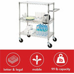 Lorell Heavy - Duty Chrome Lorell 3 - Tier Rolling Utility Cart 18