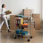 Lorell Heavy - Duty Chrome Lorell 3 - Tier Rolling Utility Cart 16