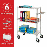 Lorell Heavy - Duty Chrome Lorell 3 - Tier Rolling Utility Cart 16