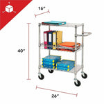 Lorell Heavy - Duty Chrome Lorell 3 - Tier Rolling Utility Cart 16