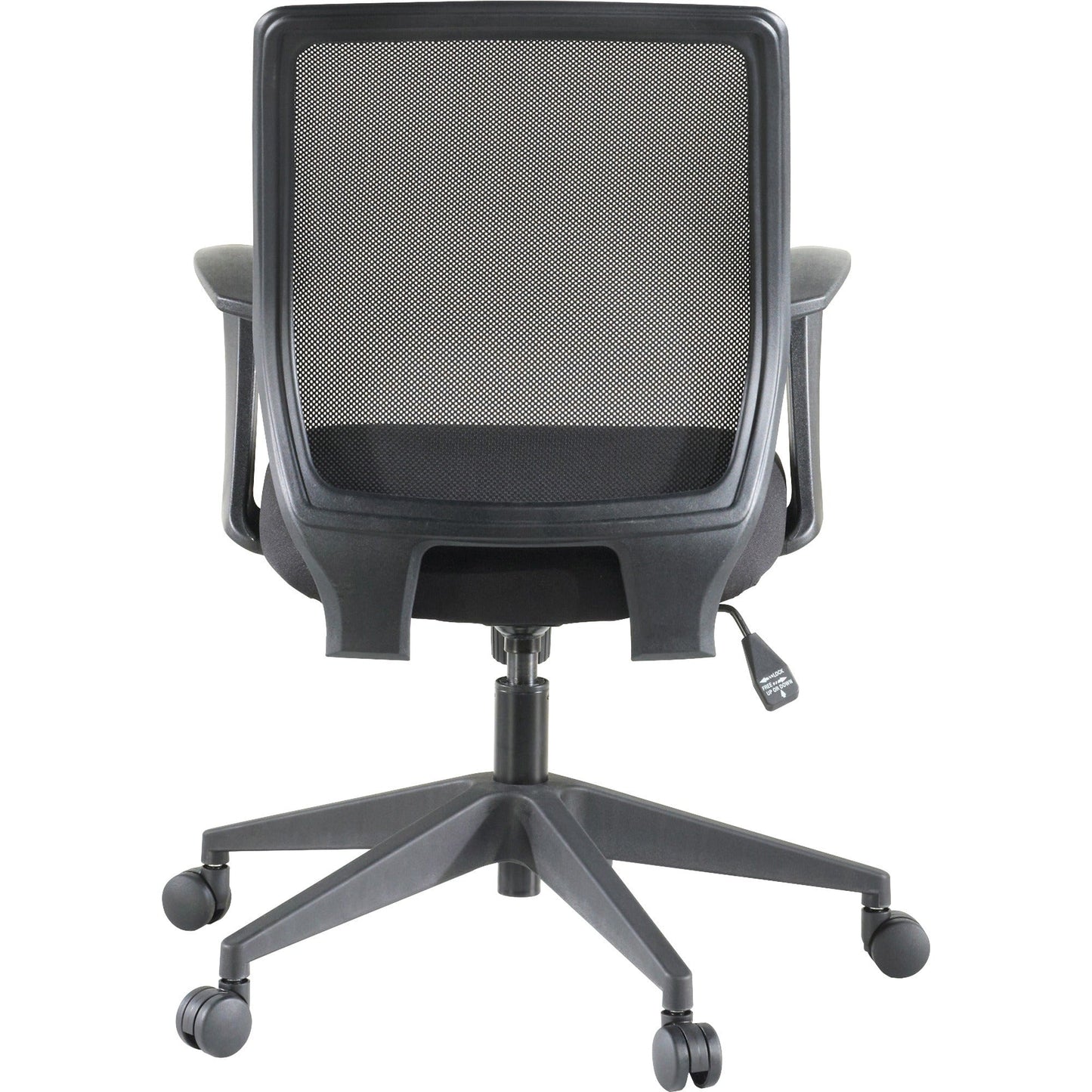 Lorell Executive Mid - Back Work Chair - Mesh Back Black Office Chair with Fixed Arms 17.75 - 21.25 "H (LLR - LLR84868) - SchoolOutlet