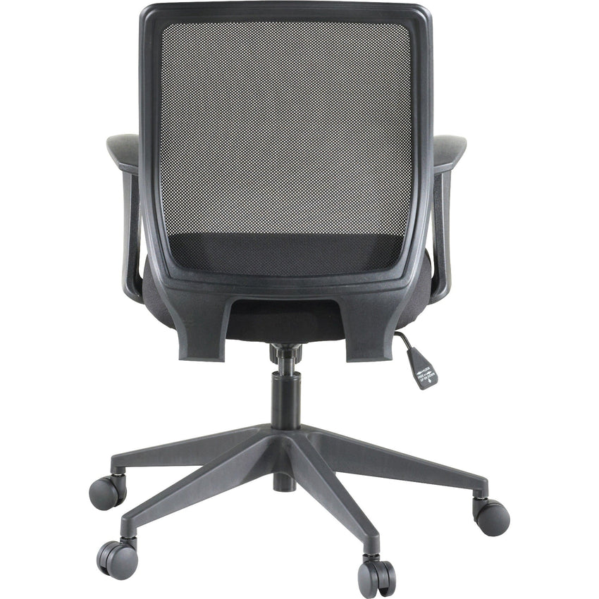Lorell Executive Mid - Back Work Chair - Mesh Back Black Office Chair with Fixed Arms 17.75 - 21.25 "H (LLR - LLR84868) - SchoolOutlet