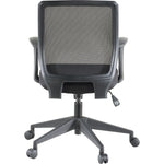 Lorell Executive Mid - Back Work Chair - Mesh Back Black Office Chair with Fixed Arms 17.75 - 21.25 