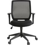 Lorell Executive Mid - Back Work Chair - Mesh Back Black Office Chair with Fixed Arms 17.75 - 21.25 