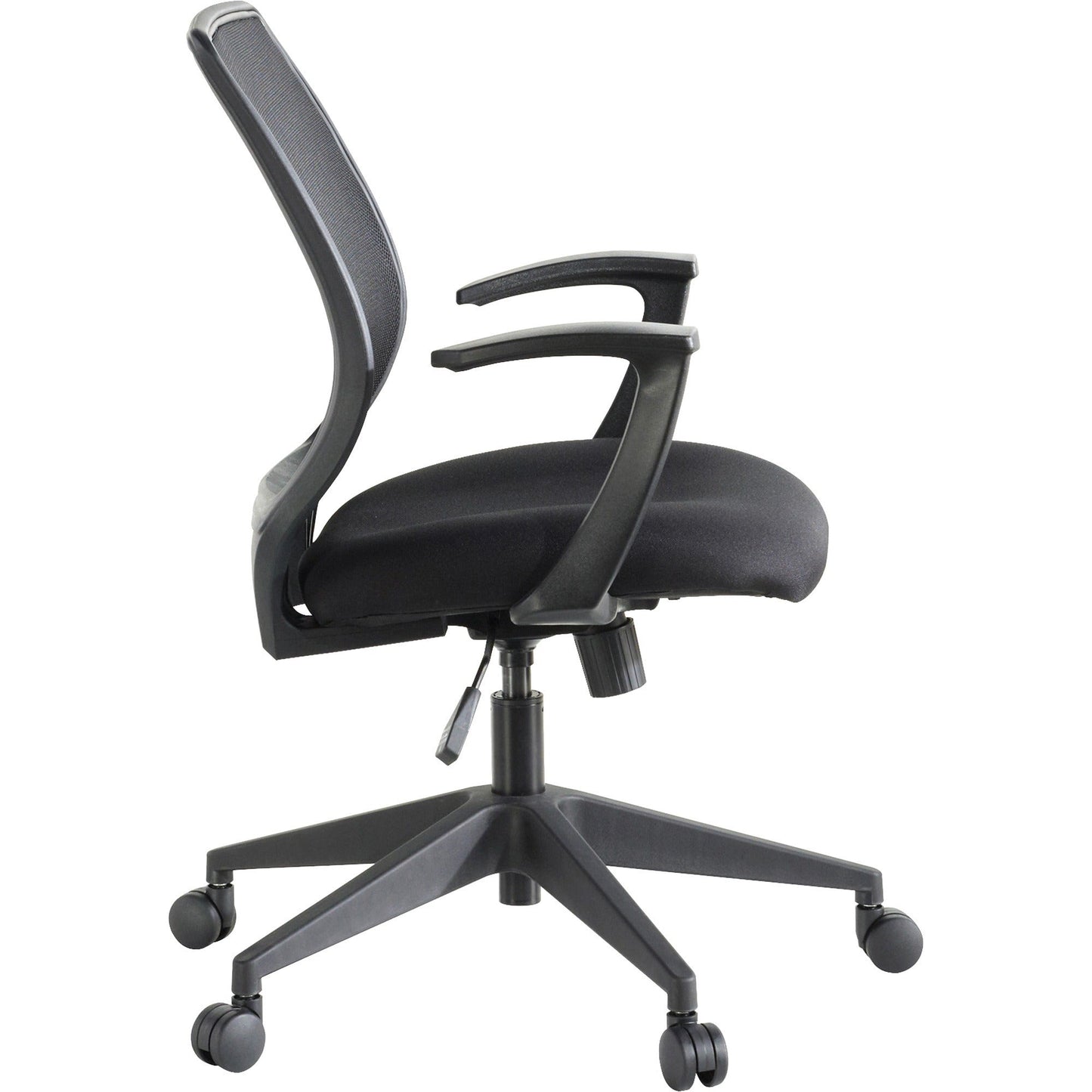 Lorell Executive Mid - Back Work Chair - Mesh Back Black Office Chair with Fixed Arms 17.75 - 21.25 "H (LLR - LLR84868) - SchoolOutlet