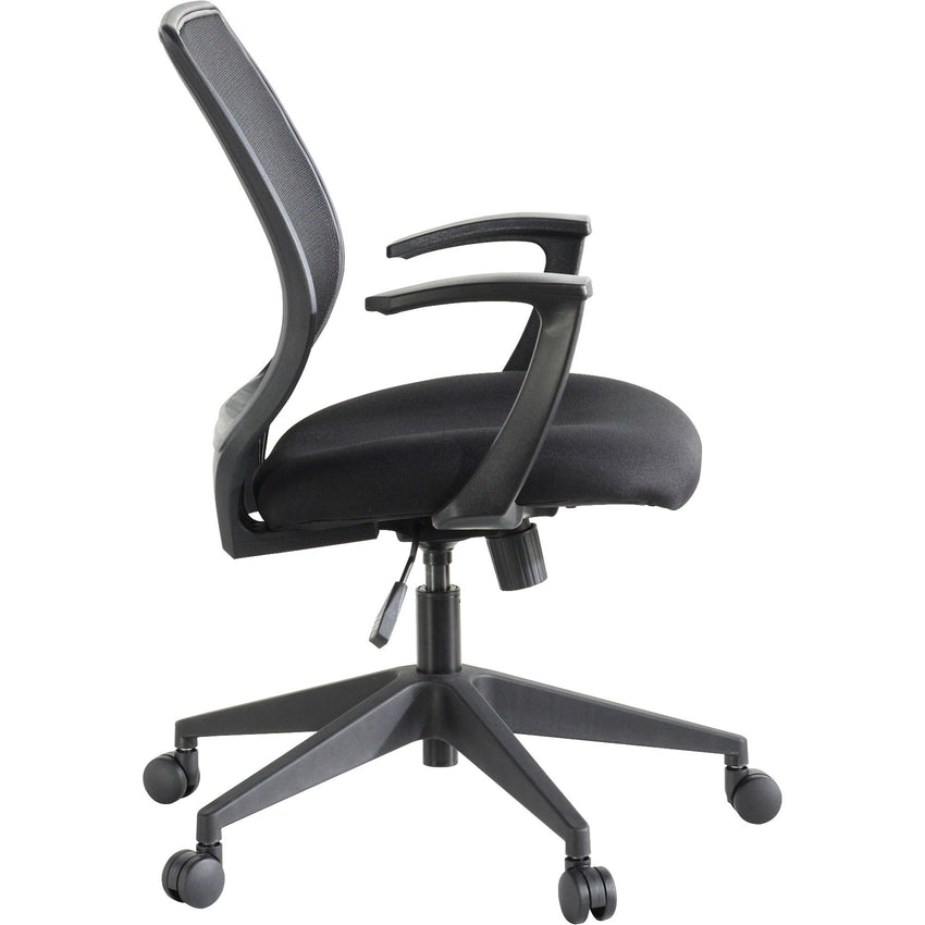 Lorell Executive Mid - Back Work Chair - Mesh Back Black Office Chair with Fixed Arms 17.75 - 21.25 "H (LLR - LLR84868) - SchoolOutlet