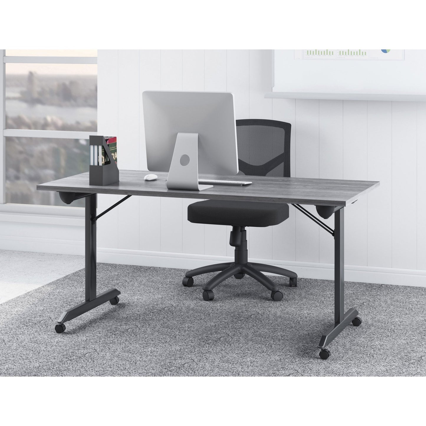 Lorell Mesh Back Task Chair Black Adjustable Swivel with Fabric Seat (LLR - LLR84876) - SchoolOutlet