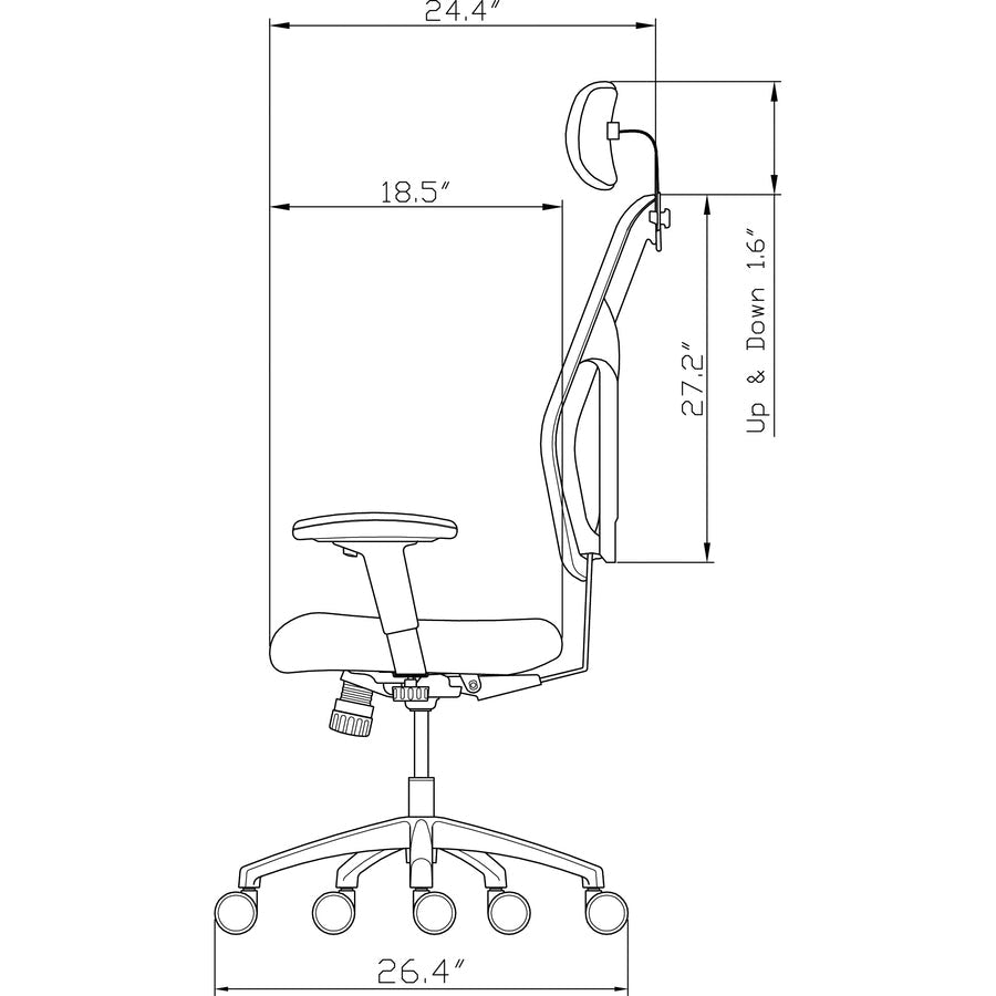 Lorell Elevate Mesh High - Back Executive Office Chair with Headrest and Aluminum Base 18.9 - 22.4 "H (LLR - LLR85035) - SchoolOutlet