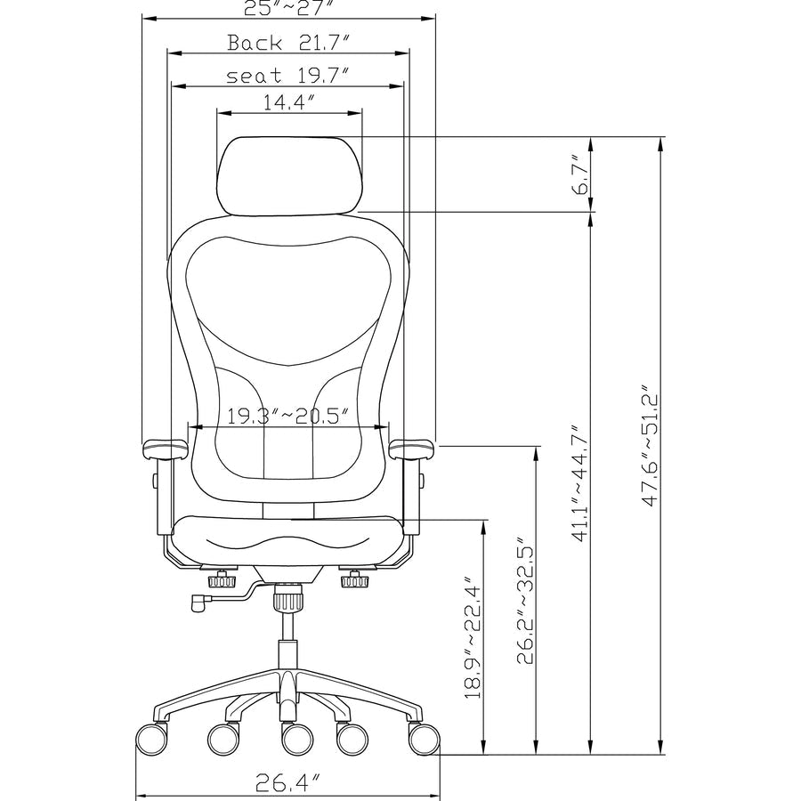Lorell Elevate Mesh High - Back Executive Office Chair with Headrest and Aluminum Base 18.9 - 22.4 "H (LLR - LLR85035) - SchoolOutlet