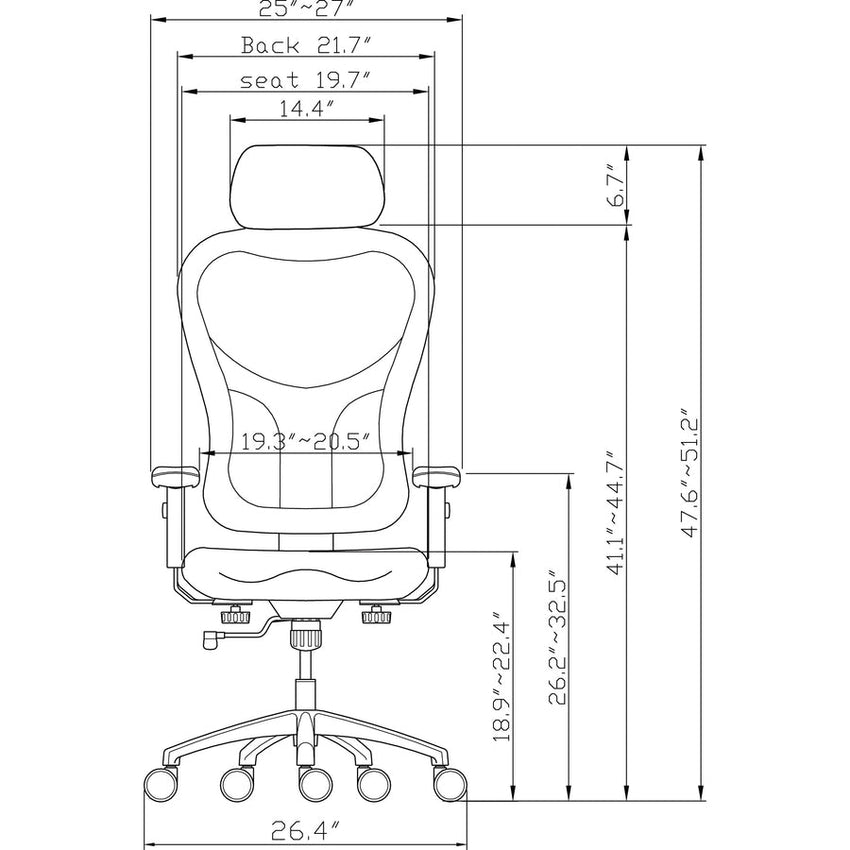 Lorell Elevate Mesh High - Back Executive Office Chair with Headrest and Aluminum Base 18.9 - 22.4 "H (LLR - LLR85035) - SchoolOutlet