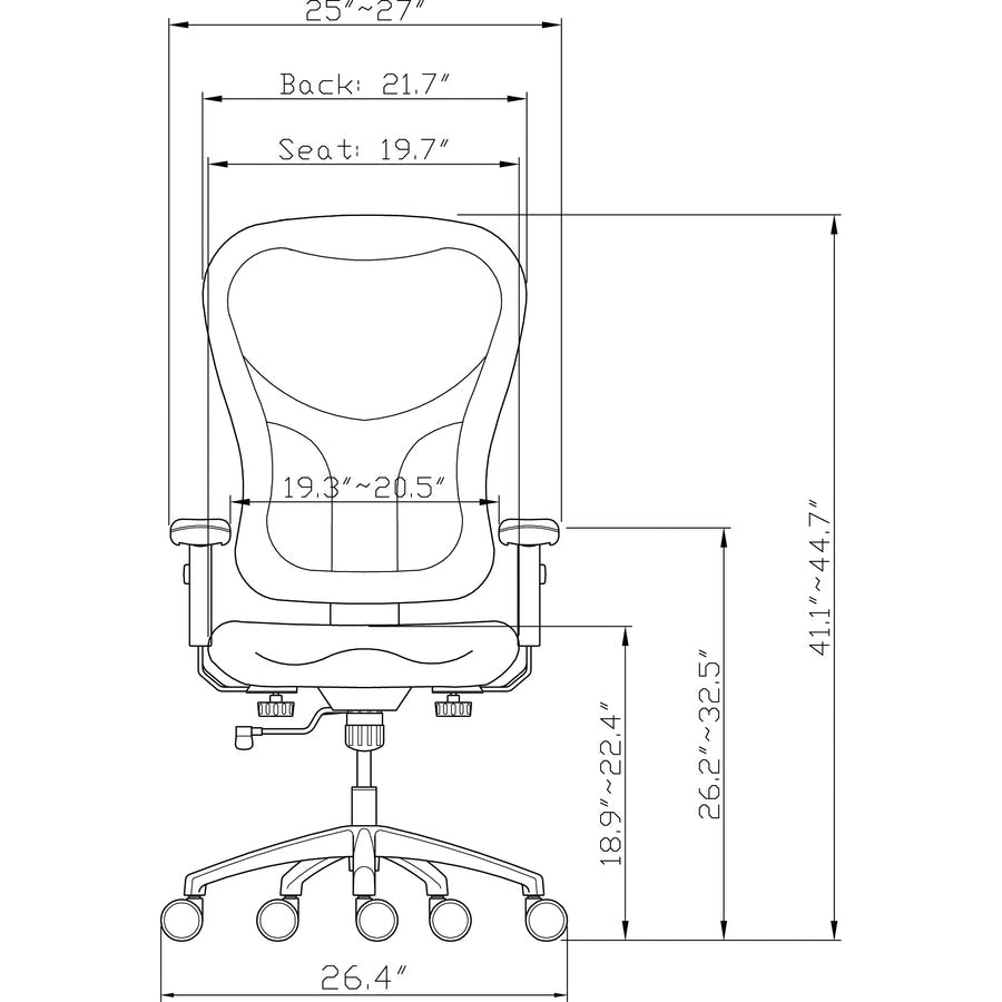 Lorell Elevate Mesh Mid - Back Executive Office Chair with Leather Seat and Aluminum Base 18.90 - 22.40 "H (LLR - LLR85036) - SchoolOutlet