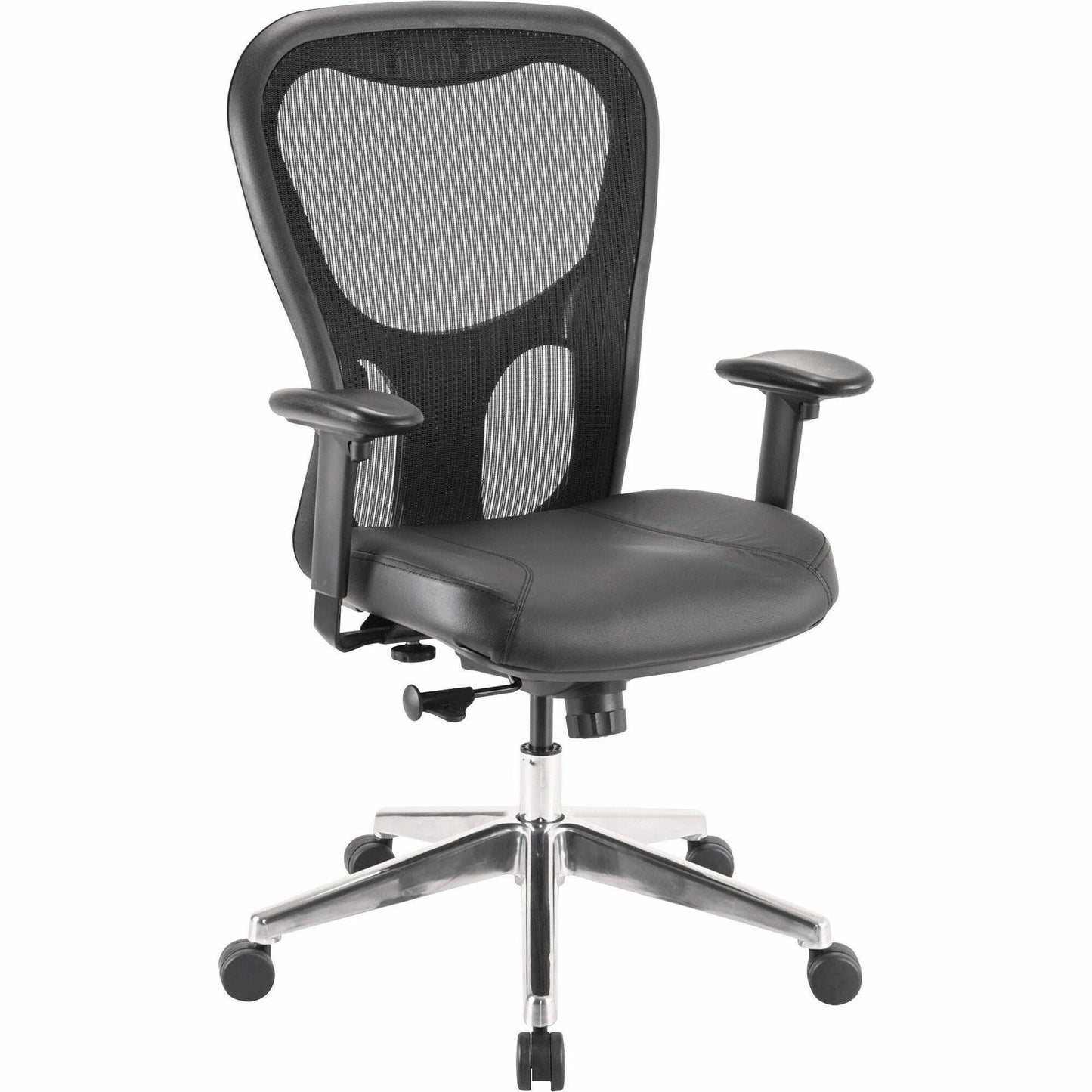 Lorell Elevate Mesh Mid - Back Executive Office Chair with Leather Seat and Aluminum Base 18.90 - 22.40 "H (LLR - LLR85036) - SchoolOutlet