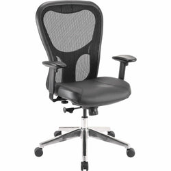 Lorell Elevate Mesh Mid-Back Executive Office Chair with Leather Seat and Aluminum Base 18.90 - 22.40 "H (LLR-LLR85036)