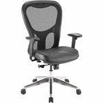 Lorell Elevate Mesh Mid - Back Executive Office Chair with Leather Seat and Aluminum Base 18.90 - 22.40 
