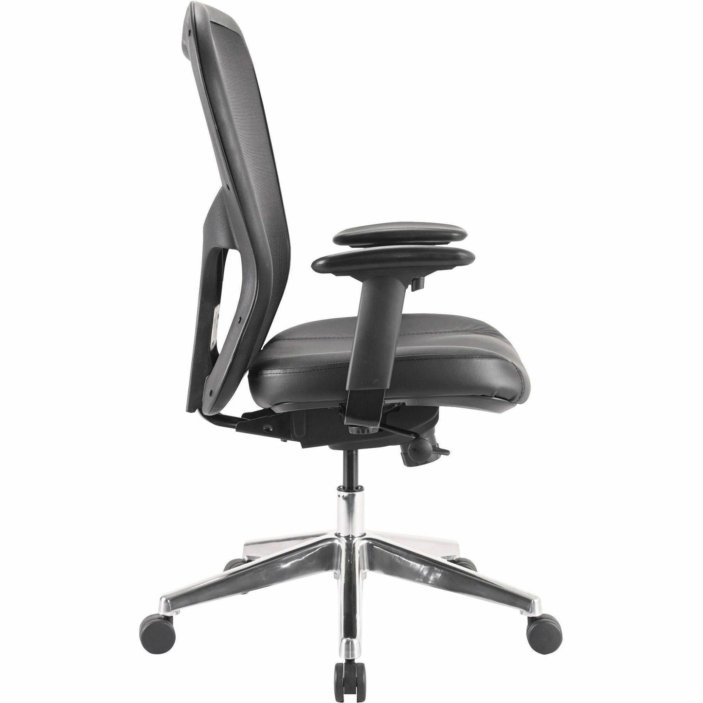 Lorell Elevate Mesh Mid - Back Executive Office Chair with Leather Seat and Aluminum Base 18.90 - 22.40 "H (LLR - LLR85036) - SchoolOutlet