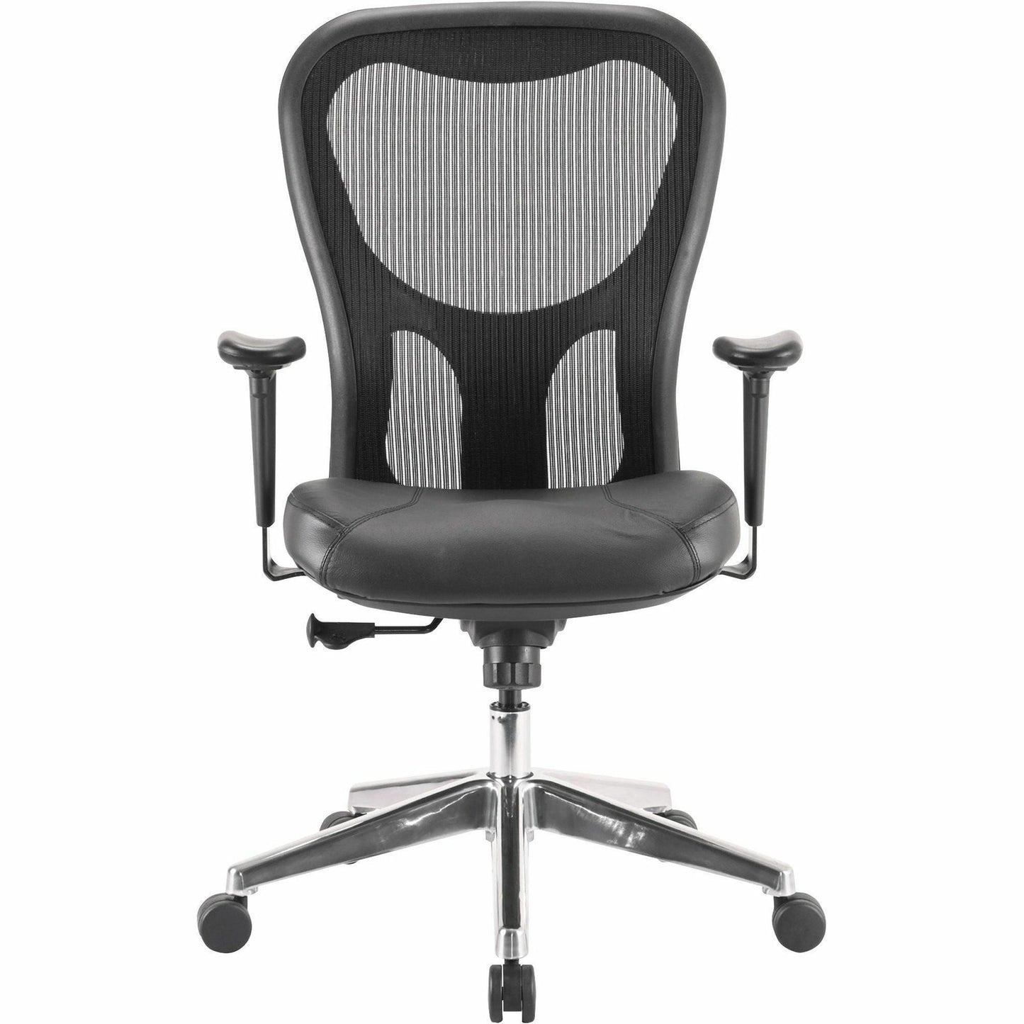 Lorell Elevate Mesh Mid - Back Executive Office Chair with Leather Seat and Aluminum Base 18.90 - 22.40 "H (LLR - LLR85036) - SchoolOutlet