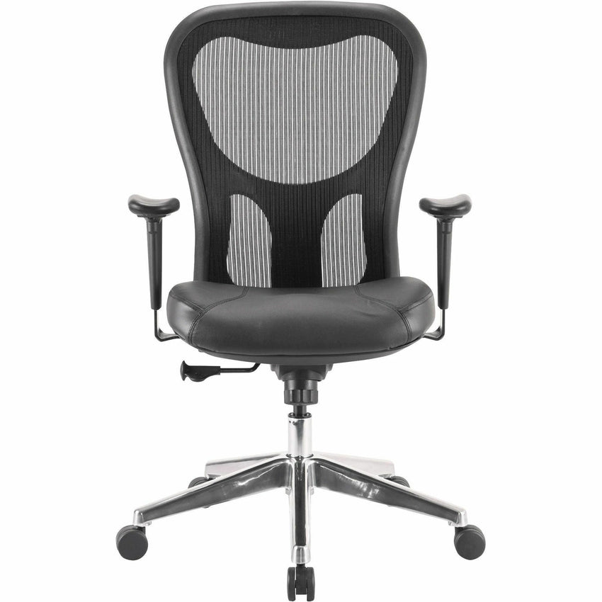 Lorell Elevate Mesh Mid - Back Executive Office Chair with Leather Seat and Aluminum Base 18.90 - 22.40 "H (LLR - LLR85036) - SchoolOutlet