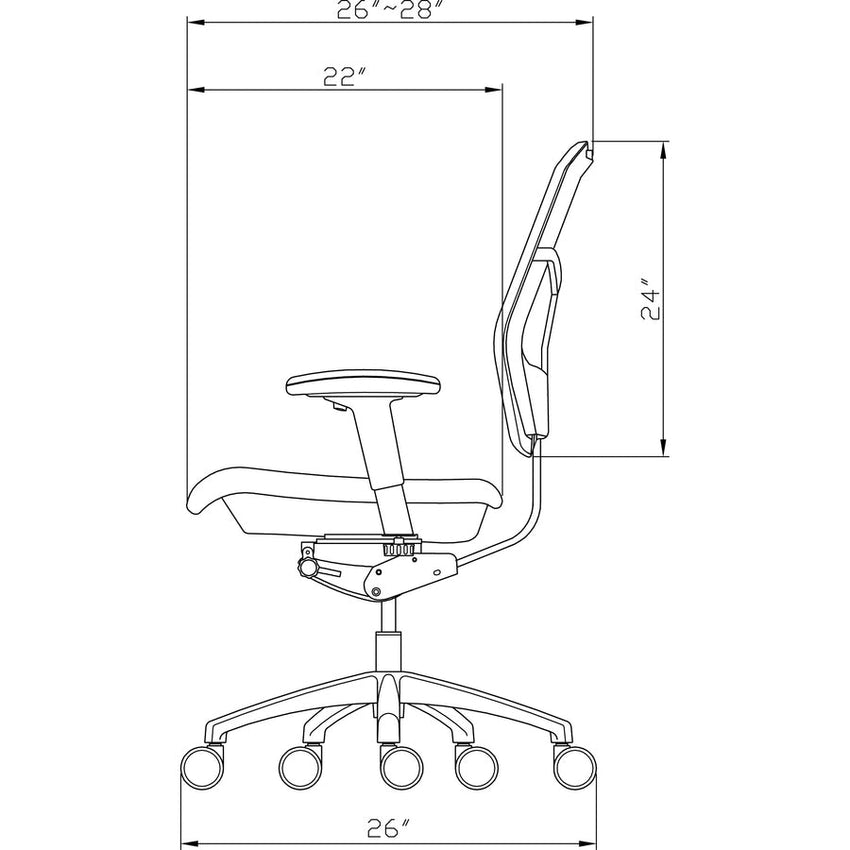 Lorell Checkerboard Design Mesh High - Back Executive Chair with Adjustable Arms and Seat Glide 19.3" - 22 H(LLR - LLR85560) - SchoolOutlet