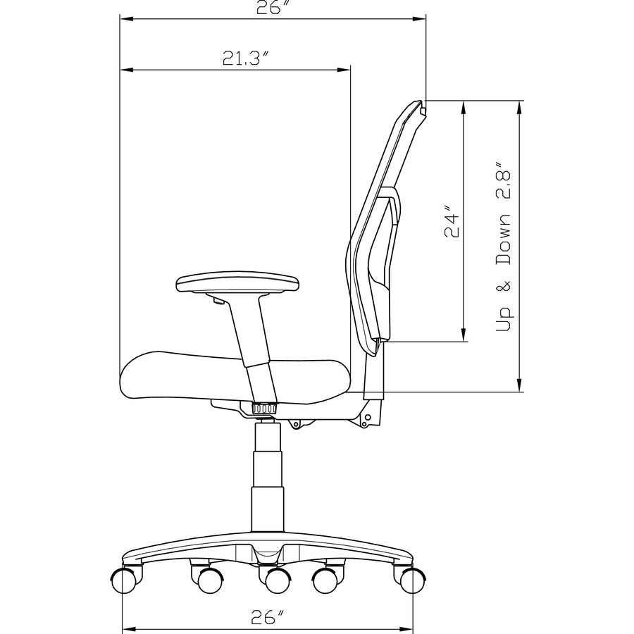Lorell Mesh High - Back Executive Office Chair with Adjustable Arms and Ratchet Back 18" - 21.75 "H (LLR - LLR85561) - SchoolOutlet