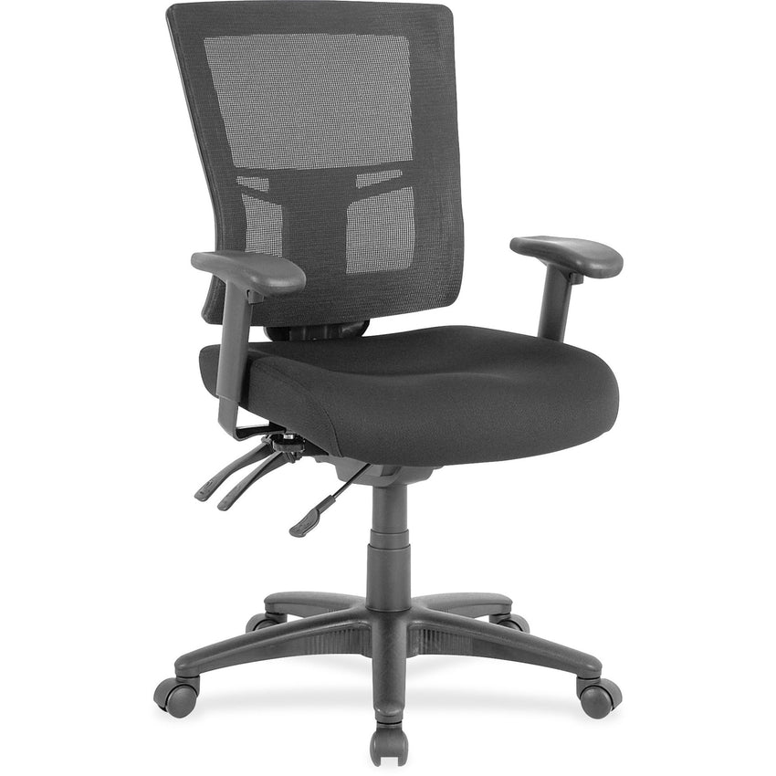 Lorell Mid - Back Mesh Office Chair with Adjustable Arms and Ratchet Back (LLR - LLR85563) - SchoolOutlet