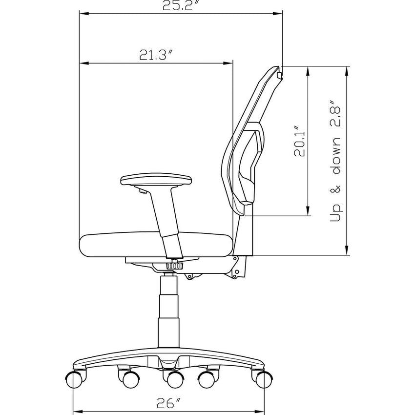 Lorell Mid - Back Mesh Office Chair with Adjustable Arms and Ratchet Back (LLR - LLR85563) - SchoolOutlet